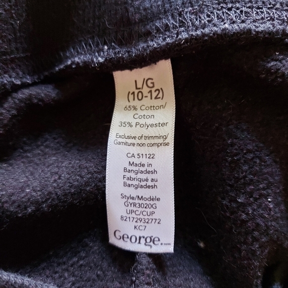 George Girls' Black Joggers Size Large 10/12 - Picture 4 of 4